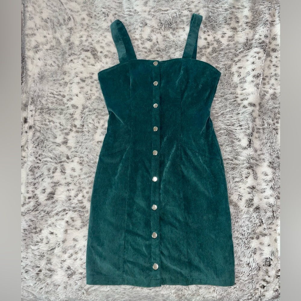 Corduroy Overall Button Down Mini Dress